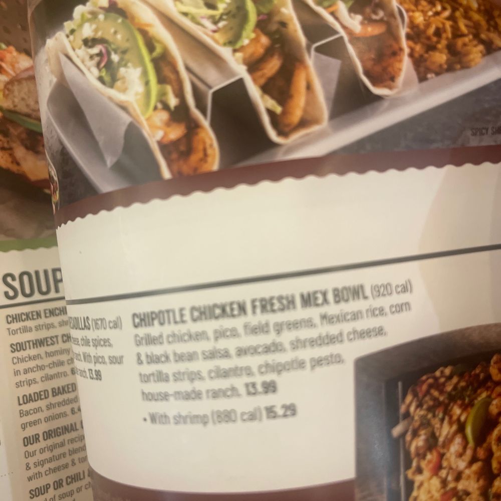 Chili's - Menu says chipotle pesto but nothing in the bowl - Bars Near Me - Elizabeth, New Jersey Chili's - Menu says chipotle pesto but nothing in the bowl - Bars Near Me - Elizabeth, New Jersey