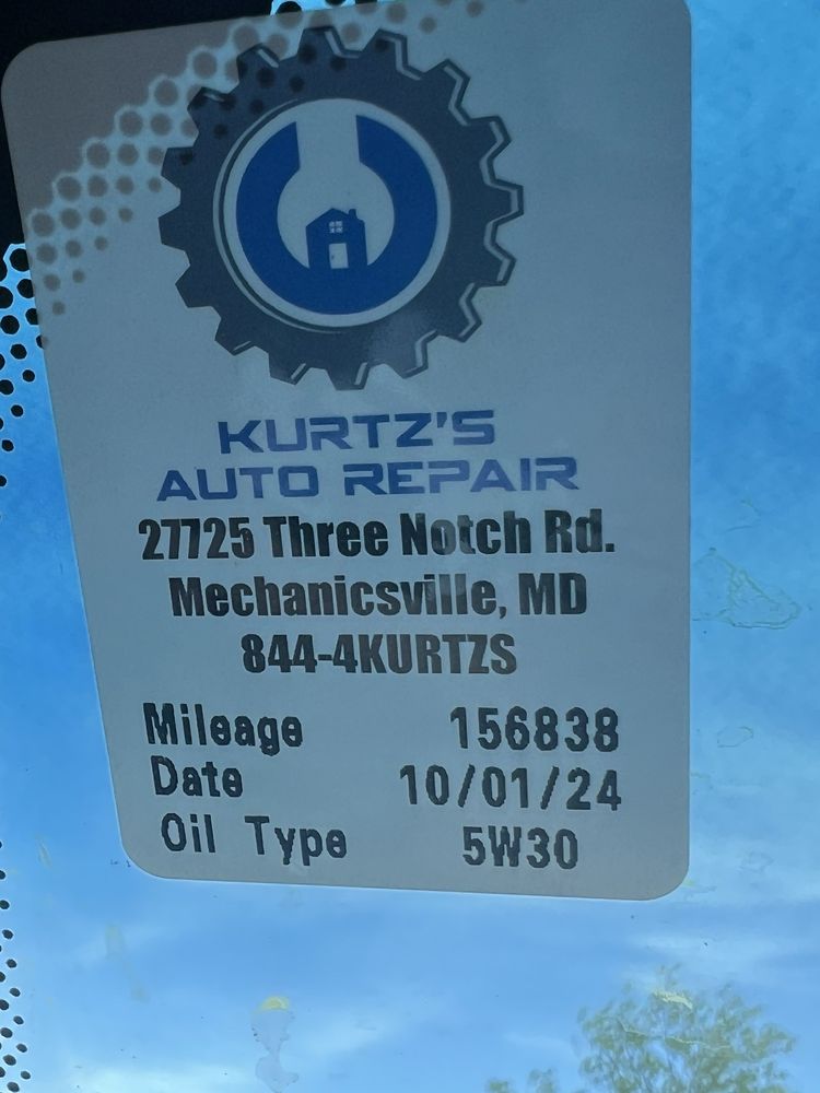 KURTZ’S AUTO REPAIR Updated July 2024 27725 Three Notch Rd