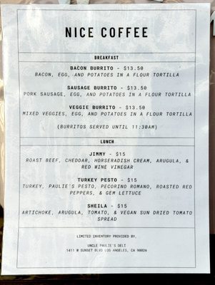 Menu photo 5 Nice Coffee Los Angeles, CA Menu photo 5 Nice Coffee Los Angeles, CA
