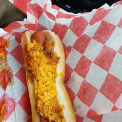Chilli dog with cheese and onion..very good