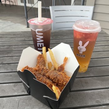 Ume Tea - Passion Fruit& watermelon Green Tea Fried shrimp - Bubble Tea Near Me - Davis, California