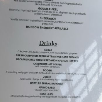 Kabul Afghan Cuisine - Desserts menu - Afghan Near Me - San Carlos, California