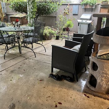New Dawn Awning - Rain-soaked patio due to leaking awning. - Patio Coverings Near Me - Fair Oaks, California New Dawn Awning - Rain-soaked patio due to leaking awning. - Patio Coverings Near Me - Fair Oaks, California