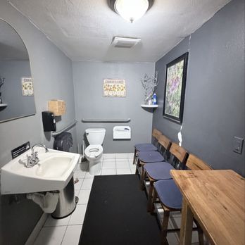 Jeremy's on the Hill - Restroom. Extra seating where you can wait until it's your turn. (Just kidding) - New American Near Me - Julian, California Jeremy's on the Hill - Restroom. Extra seating where you can wait until it's your turn. (Just kidding) - New American Near Me - Julian, California