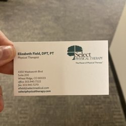 Select Physical Therapy - Wheatridge East - Here's her card