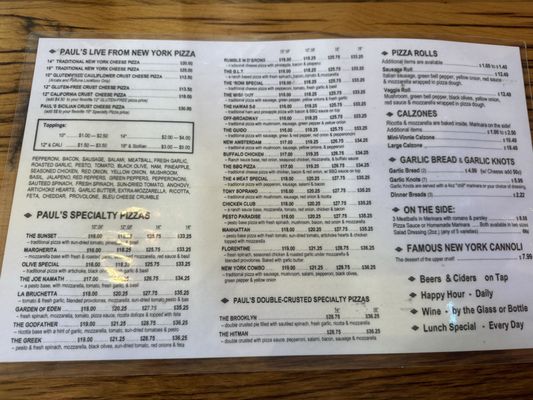 Menu photo 1 Paul's Live From New York Pizza Eureka, CA Menu photo 1 Paul's Live From New York Pizza Eureka, CA