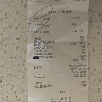 Geoffrey's Malibu - Receipt - Seafood Near Me - Malibu, California