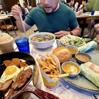 Pho Ha Noi - Vietnamese Sizzling Steak, Combination Beef Pho, Ha Noi Special Rolls (3 kinds, 2 each) - Vietnamese Near Me - Cupertino, California