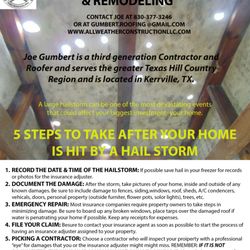 All Weather Roofing & Remodeling - Hailstorm in Sisterdale, Texas