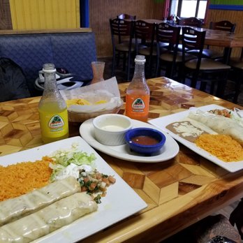 Las Brasas - Vegetable Chimichangas & Shrimp Burrito Bamba - Mexican Near Me - Wellsvile, New York