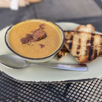 Tangerini's Spring Street Farm - Soup special, butternut squash and green apple, with a side of grilled bread. - Farmers Market Near Me - Millis, Massachusetts Tangerini's Spring Street Farm - Soup special, butternut squash and green apple, with a side of grilled bread. - Farmers Market Near Me - Millis, Massachusetts
