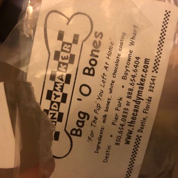 Candymaker - Dog bones with WHITE CHOCOLATE. Poisonous to dogs and didn't realize until after my pup got sick. - Candy Stores Near Me - Destin, Florida Candymaker - Dog bones with WHITE CHOCOLATE. Poisonous to dogs and didn't realize until after my pup got sick. - Candy Stores Near Me - Destin, Florida