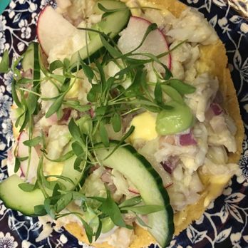Tacology - Crab Meat Tostada - Mexican Near Me - Miami, Florida Tacology - Crab Meat Tostada - Mexican Near Me - Miami, Florida