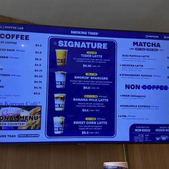 Smoking Tiger Coffee Lab - Menu as of 05/23. - Cafes Near Me - San Gabriel, California Smoking Tiger Coffee Lab - Menu as of 05/23. - Cafes Near Me - San Gabriel, California