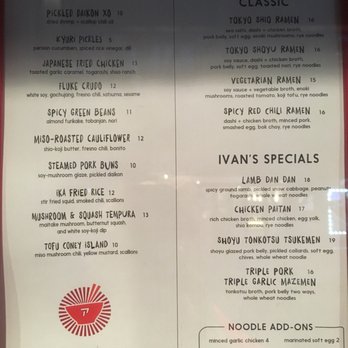 Ivan Ramen - Menu on 5/6/18 - Ramen Near Me - New York, New York