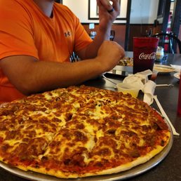 Ok so they had a jumbo pizza. This was not it. This was the Extra Jumbo. Only the pepperoni on top of the cheese.
