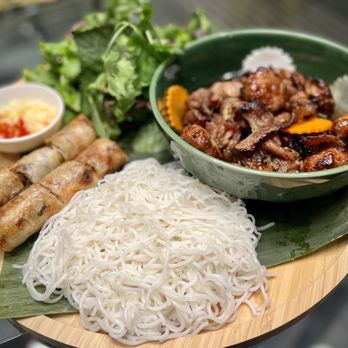 Pho Saigonese - BUN HANOI STYLE - Hanoi pork patties and charbroiled pork bellies in warm sweet savory fish sauce. - Vietnamese Near Me - Las Vegas, Nevada Pho Saigonese - BUN HANOI STYLE - Hanoi pork patties and charbroiled pork bellies in warm sweet savory fish sauce. - Vietnamese Near Me - Las Vegas, Nevada