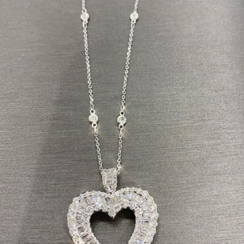 S & L Gem - Baguette diamond heart necklace with a diamond by yard chain. - Jewelry Near Me - Daly City, California S & L Gem - Baguette diamond heart necklace with a diamond by yard chain. - Jewelry Near Me - Daly City, California