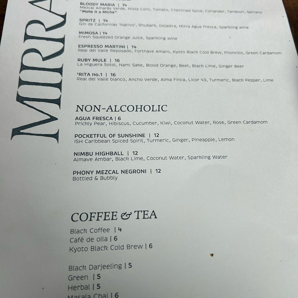 Mirra - Brunch Drink Menu - Mexican Near Me - Chicago, Illinois Mirra - Brunch Drink Menu - Mexican Near Me - Chicago, Illinois