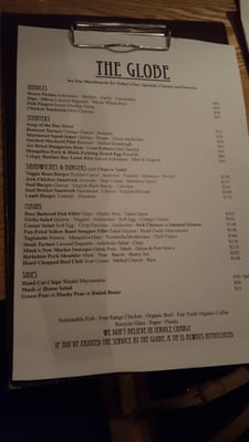 Menu photo 2 The Globe Hong Kong, HK Menu photo 2 The Globe Hong Kong, HK