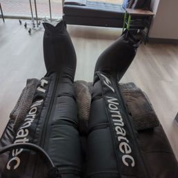 Getting the leg compression done.