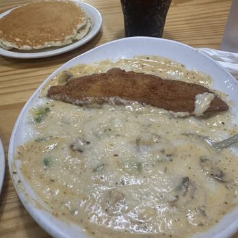 Tasty Biscuit - Cat fish and grits with pancakes - American Near Me - Bolingbrook, Illinois