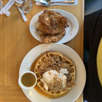 Clinton St. Baking - Apple Crumble waffle w/ fried chicken - Bakeries Near Me - New York, New York