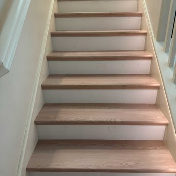 Top Notch Flooring Specialist - Suncrest Stairs threads with white risers - Flooring Near Me Top Notch Flooring Specialist - Suncrest Stairs threads with white risers - Flooring Near Me