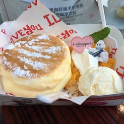 I Love You Dessert Bar - Mango pancakes with vanilla ice cream and diced mangoes