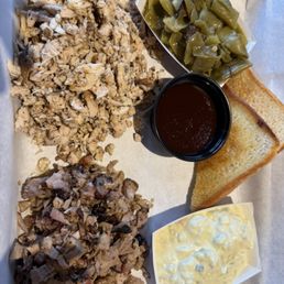 2 meat plate chicken pork green beans and potato salad 2 meat plate chicken pork green beans and potato salad
