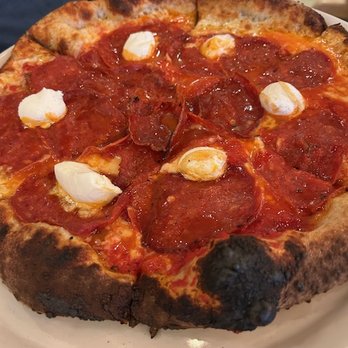 Matilda - Calabrese Pizza ($25): Salami, Ricotta, Hot Honey - Italian Near Me - Park City, Utah Matilda - Calabrese Pizza ($25): Salami, Ricotta, Hot Honey - Italian Near Me - Park City, Utah