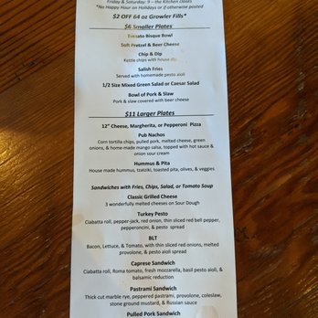 Salish Sea Brewing Company - Happy Hour menu. - Breweries Near Me - Edmonds, Washington