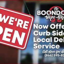 The Boondock Vape Shop - Beginning Tuesday, March 24th we will begin serving the community via curb-side service and deliveries. Call for details.
