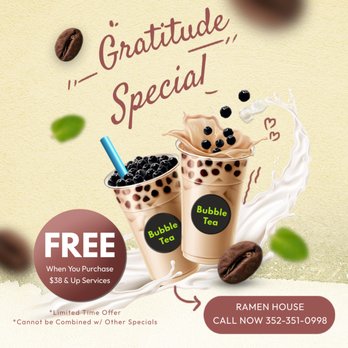 Ramen House - two cups of bubble tea with coffee beans - Ramen Near Me - Ocala, Florida Ramen House - two cups of bubble tea with coffee beans - Ramen Near Me - Ocala, Florida