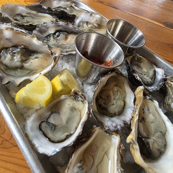 Humboldt Bay Provisions - 2 tablespoons of mignonette and 2 of cocktail sauce. but skimpy, but alas we never finished the oysters. a bit off,slightly fishy and chewy. - Beer Bar Near Me - Eureka, California