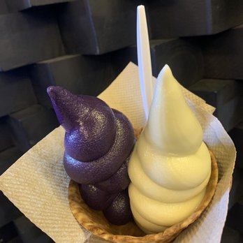 Bae - Ube and Vanilla ice cream in a waffle bowl. - Ice Cream & Frozen Yogurt Near Me - Houston, Texas