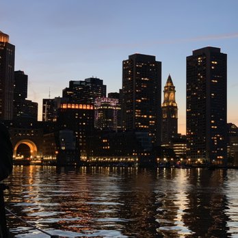 Adirondack III Sunset Sail - Twilight Skies over the city of Boston. The Schooner Adirondack III. In Boston - Sailing Near Me - Boston, Massachusetts
