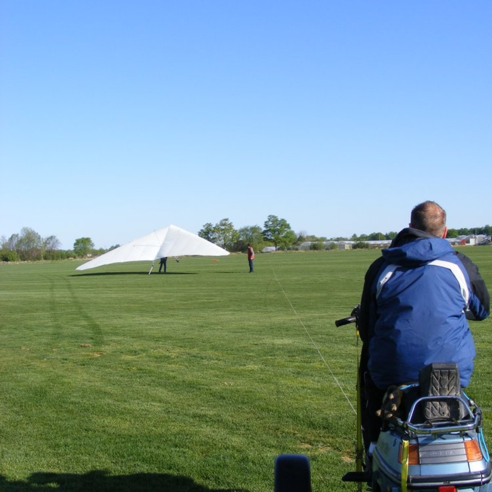 Instinct Windsports - The training winch is a converted motor scooter - the instructor can precisely control how high the student goes. - Flight Instruction Near Me - Waterloo, Ontario