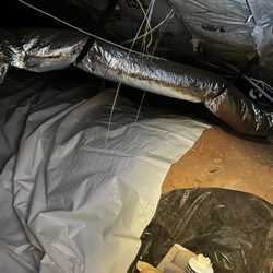 Crawlspace Medic of Atlanta - Had to run an electrical wire in crawlspace, the entire sheet of plastic unraveled down slope because it wasn't secured! No spikes, no tape.