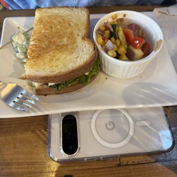 Flatiron bites & brews - Chicken salad sandwich and Calabacitas - Cocktail Bars Near Me - Albuquerque, New Mexico