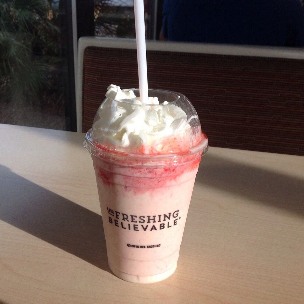 Del Taco - A free shake for my birthday through the Del Taco email club. Very tasty with big bits of strawberries. - Mexican Near Me - Lake Havasu City, Arizona Del Taco - A free shake for my birthday through the Del Taco email club. Very tasty with big bits of strawberries. - Mexican Near Me - Lake Havasu City, Arizona