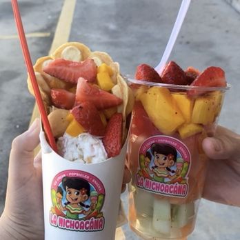 La Michoacána - Left: bubble waffle ice cream Right: vaso de fruita - Mexican Near Me - Metairie, Louisiana La Michoacána - Left: bubble waffle ice cream Right: vaso de fruita - Mexican Near Me - Metairie, Louisiana