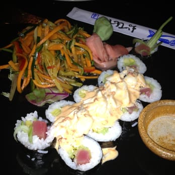 Margaux's Restaurant - The Curious Geisha appetizer - new to the menu - 3 different rolls with tuna, crab, and steak - really nice. - New American Near Me - Raleigh, North Carolina Margaux's Restaurant - The Curious Geisha appetizer - new to the menu - 3 different rolls with tuna, crab, and steak - really nice. - New American Near Me - Raleigh, North Carolina