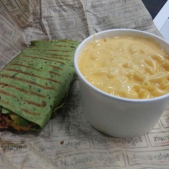 Bagels 'n Grinds - A flat California Chicken Wrap and Mac and Cheese - Breakfast & Brunch Near Me - Hanover, Maryland