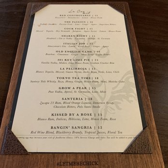 Le Chick - Drink menu (as of October 2019) - Cocktail Bars Near Me - Miami, Florida