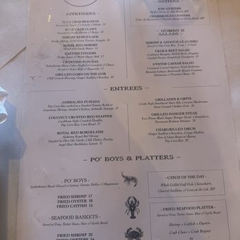 Basin Seafood & Spirits - Menu (3/25) - Seafood Near Me - New Orleans, Louisiana
