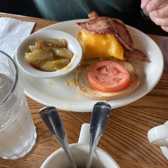 Cracker Barrel Old Country Store - Egg Sandwich with ham side of spiced apples - Breakfast & Brunch Near Me - Phoenix, Arizona Cracker Barrel Old Country Store - Egg Sandwich with ham side of spiced apples - Breakfast & Brunch Near Me - Phoenix, Arizona
