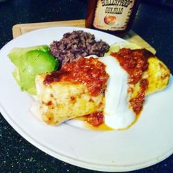 Bulletproof Sauces - Guajillo chicken burrito with chipotle pepper sauce