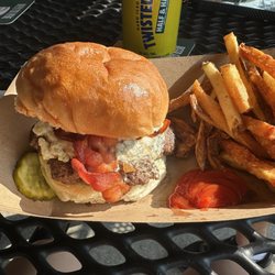 929 Beer House and Grill - Black and blu burger.