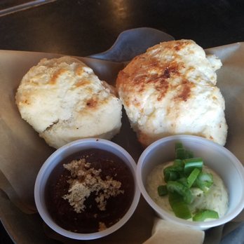 Biscuits and Bourbon - Buttermilk and three cheese biscuits with green onion butter and apple jam - New American Near Me - Henderson, Nevada Biscuits and Bourbon - Buttermilk and three cheese biscuits with green onion butter and apple jam - New American Near Me - Henderson, Nevada